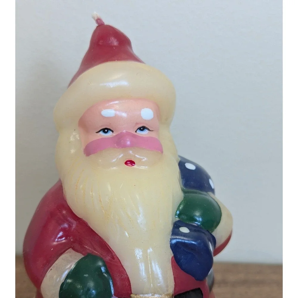 Vintage Santa Claus Molded Wax Figure Candle 5.5